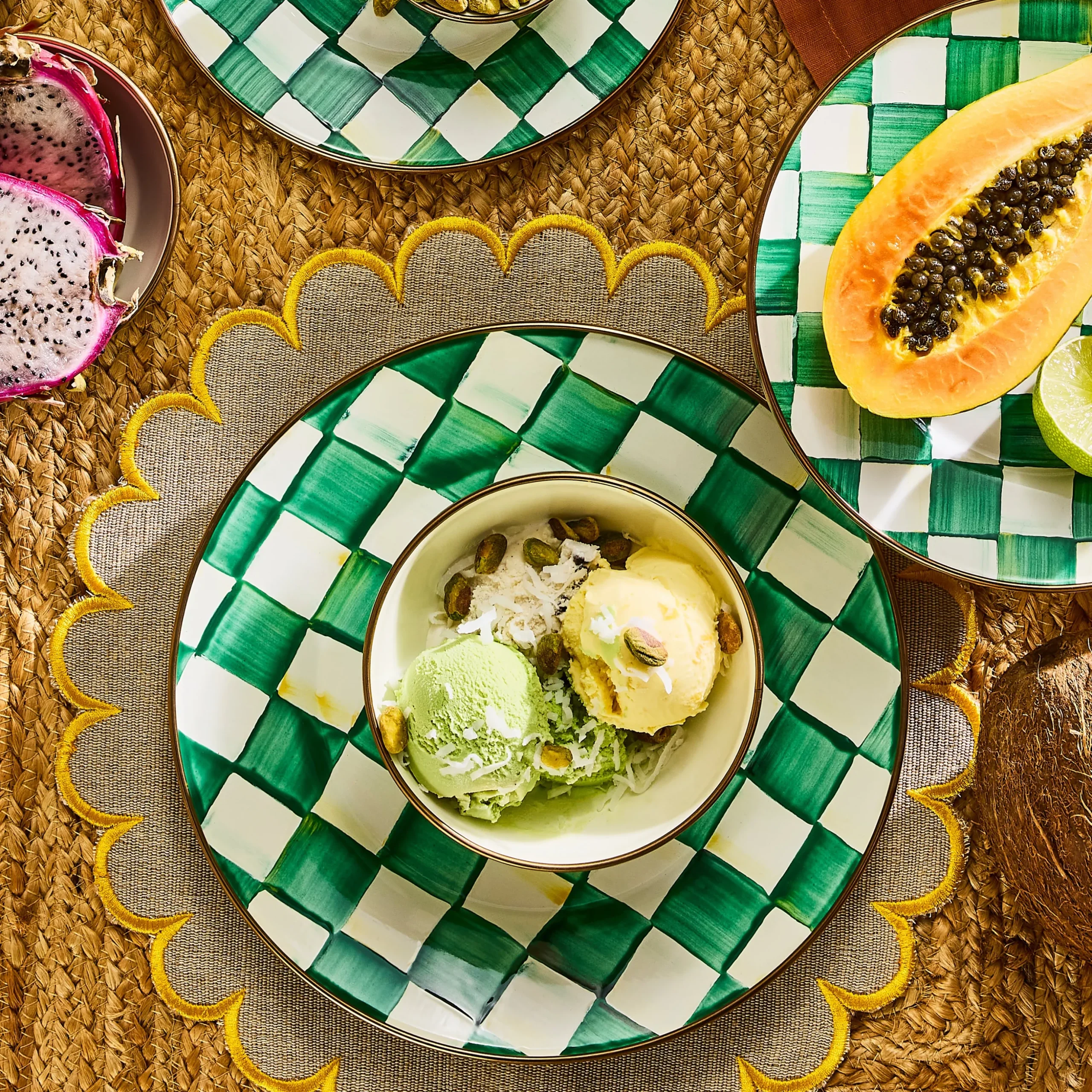 Emerald Check Dinner Plate
