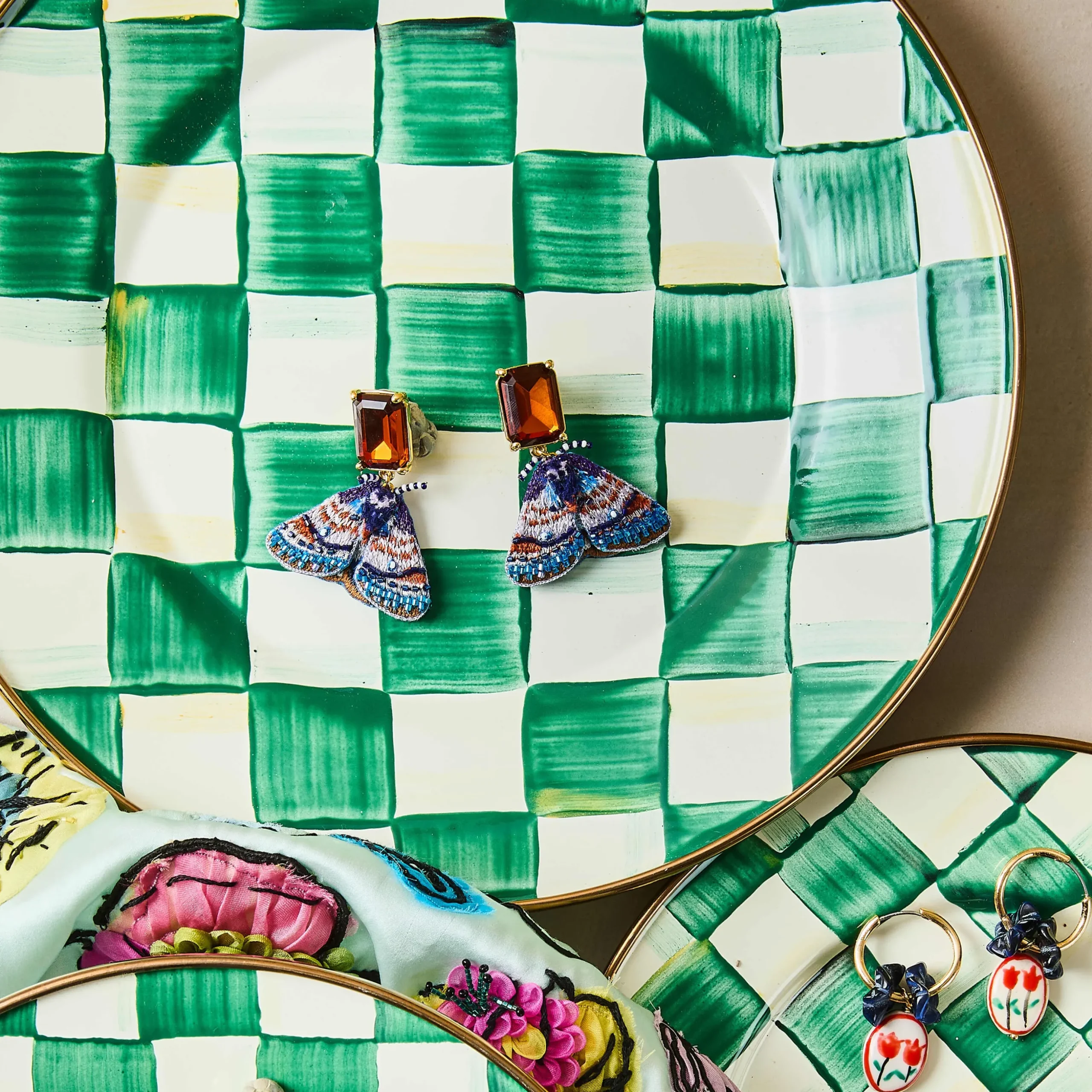 Emerald Check Dinner Plate