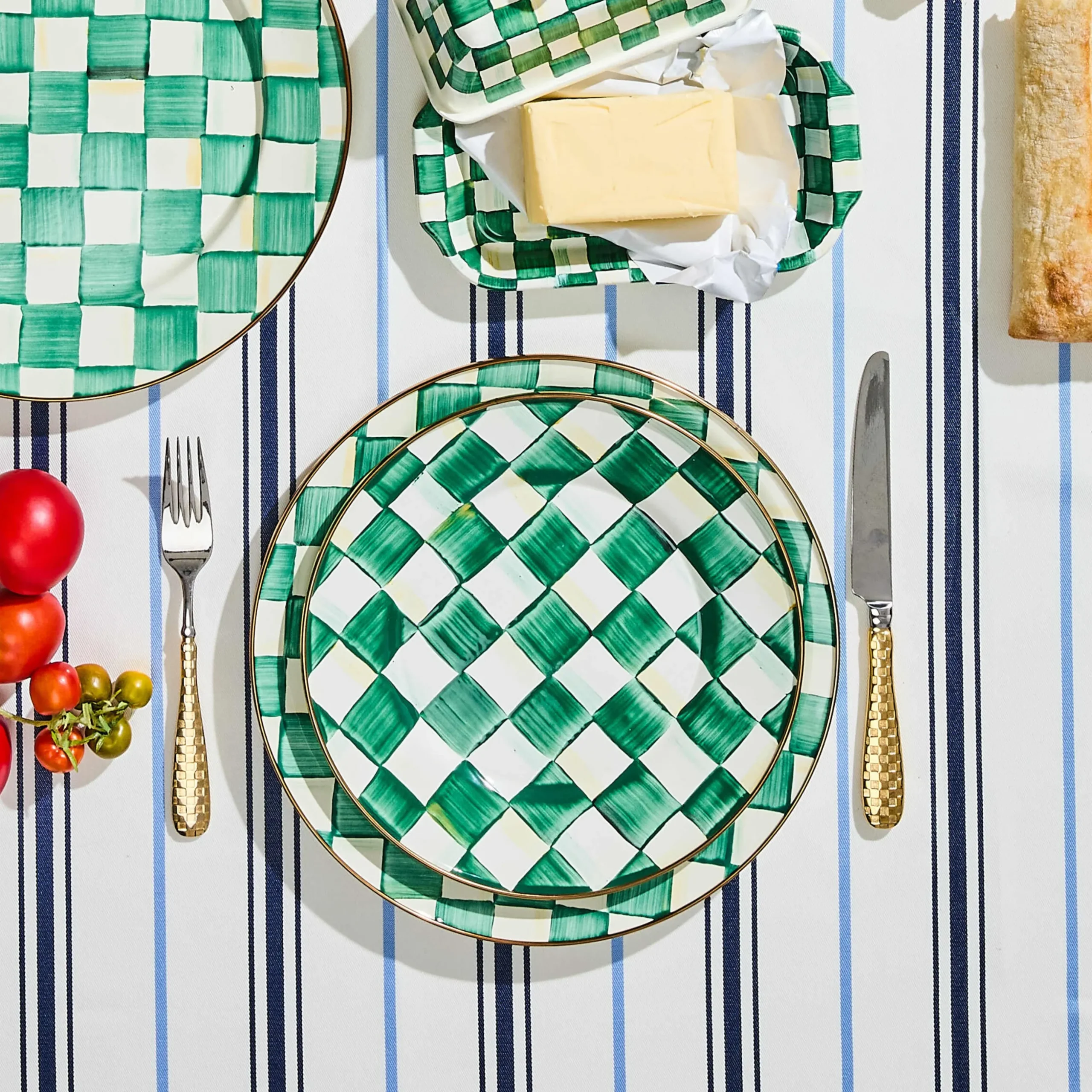 Emerald Check Dinner Plate