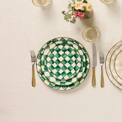 Emerald Check Dinner Plate
