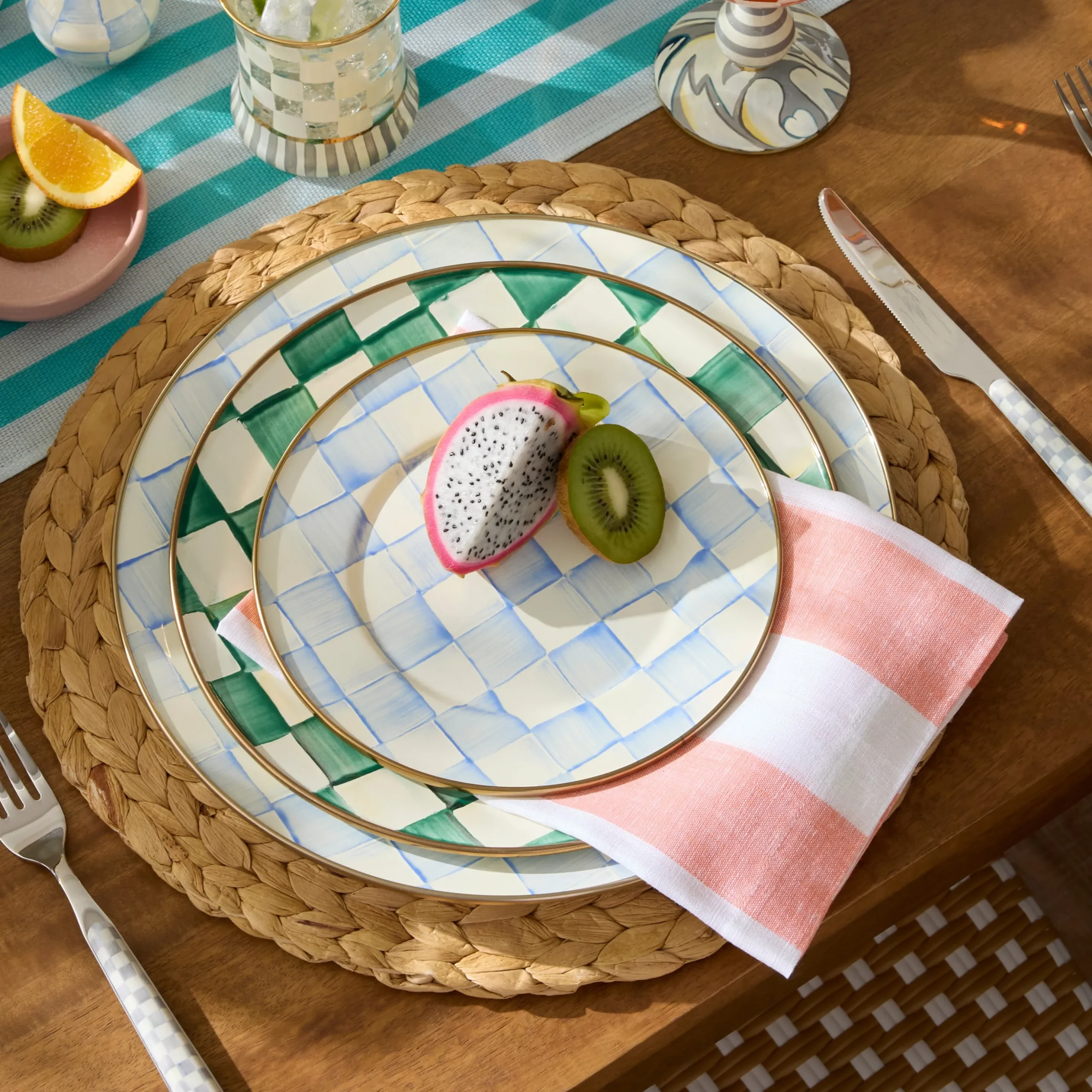 Emerald Check Dinner Plate