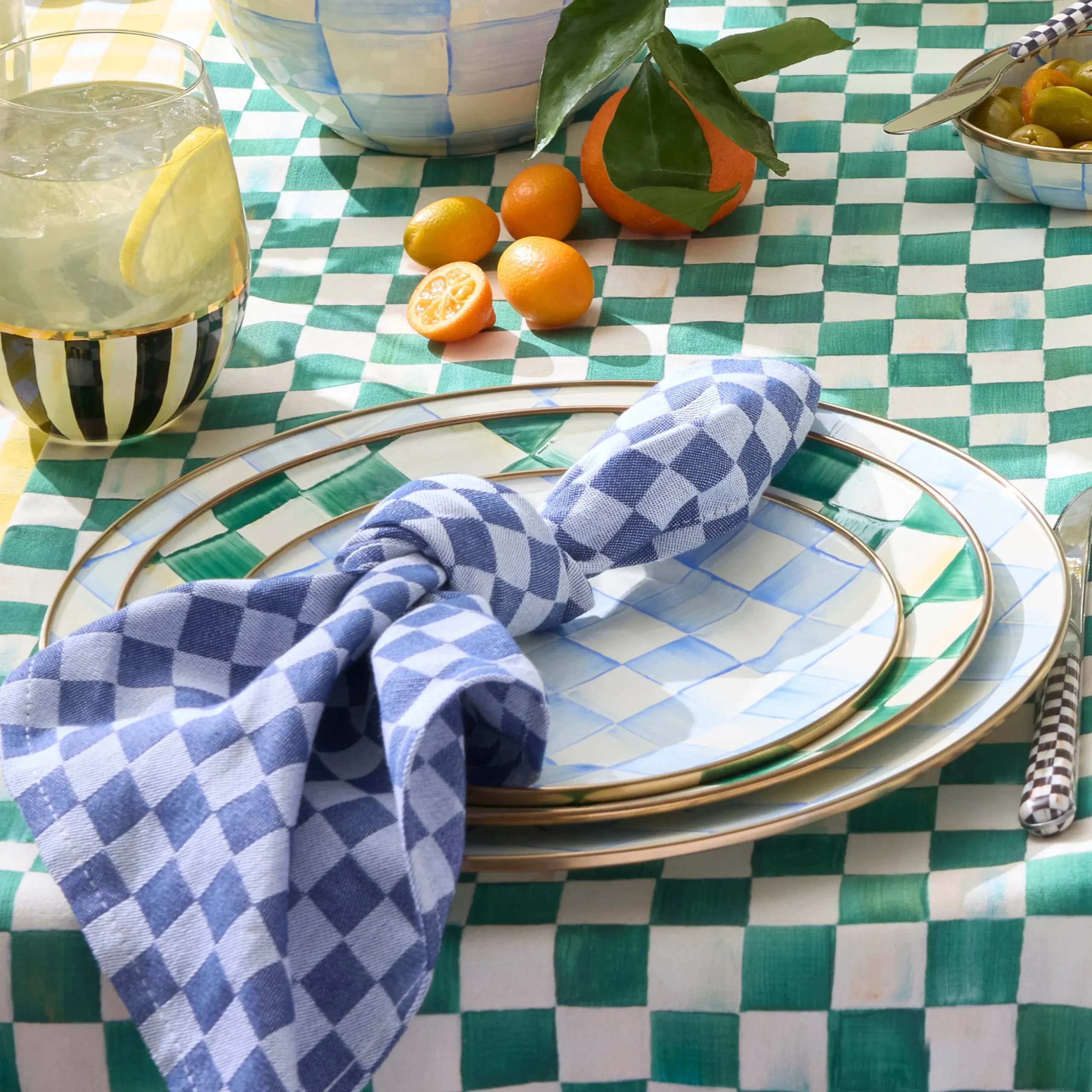 Emerald Check Dinner Plate