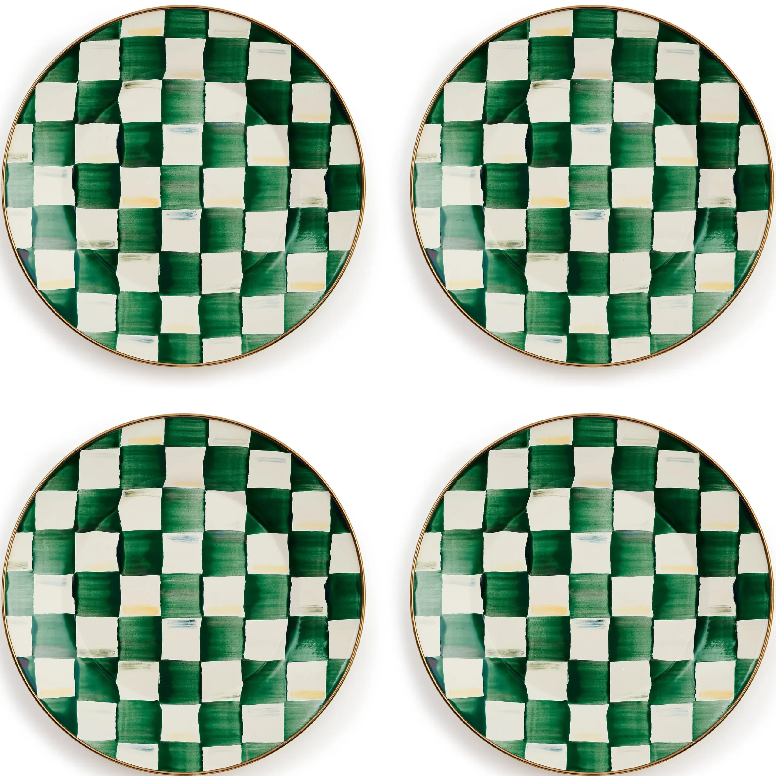 Emerald Check Dinner Plates, Set of 4