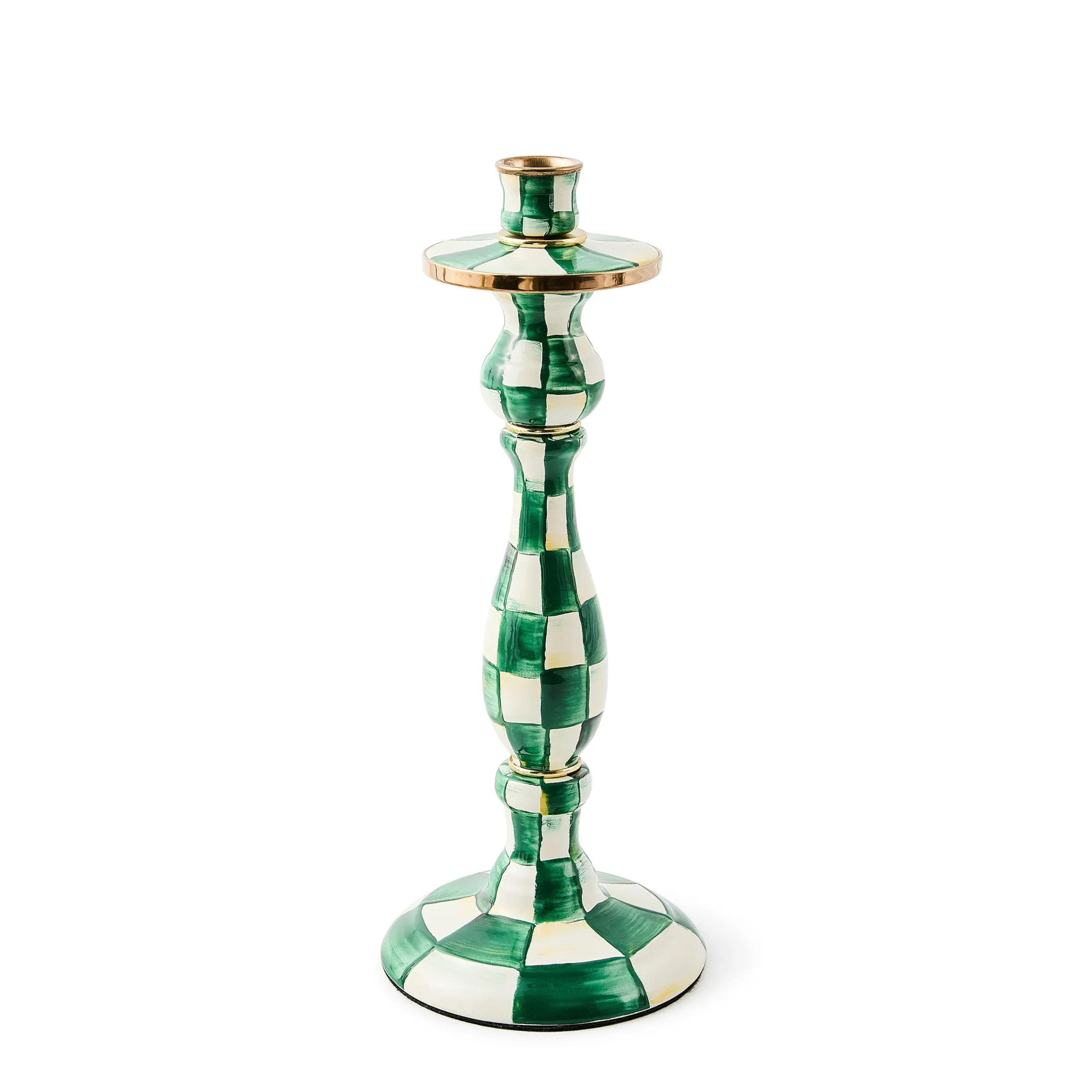 Emerald Check Large Candlestick