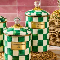 Emerald Check Large Canister