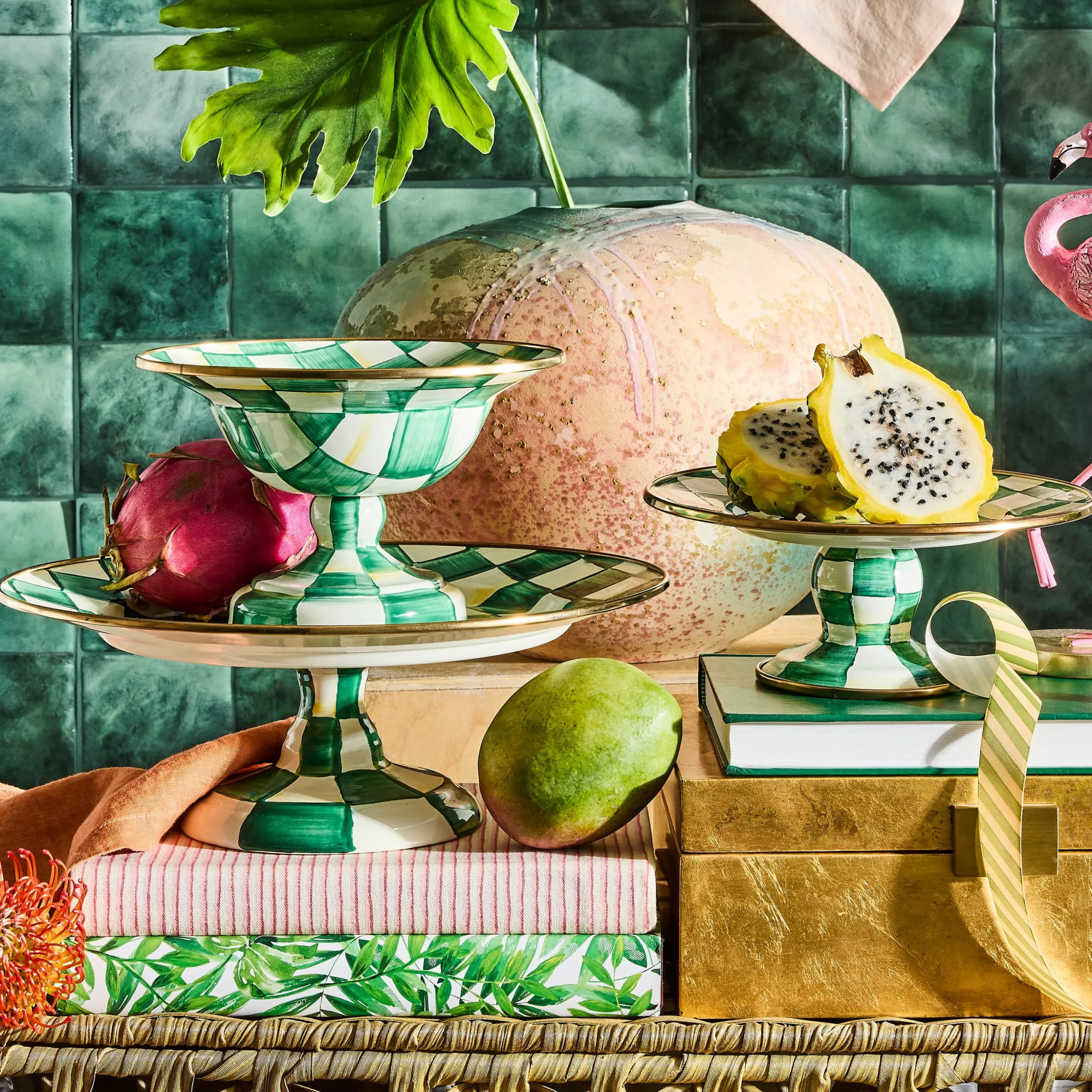 Emerald Check Large Compote