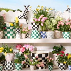 Emerald Check Large Flower Pot