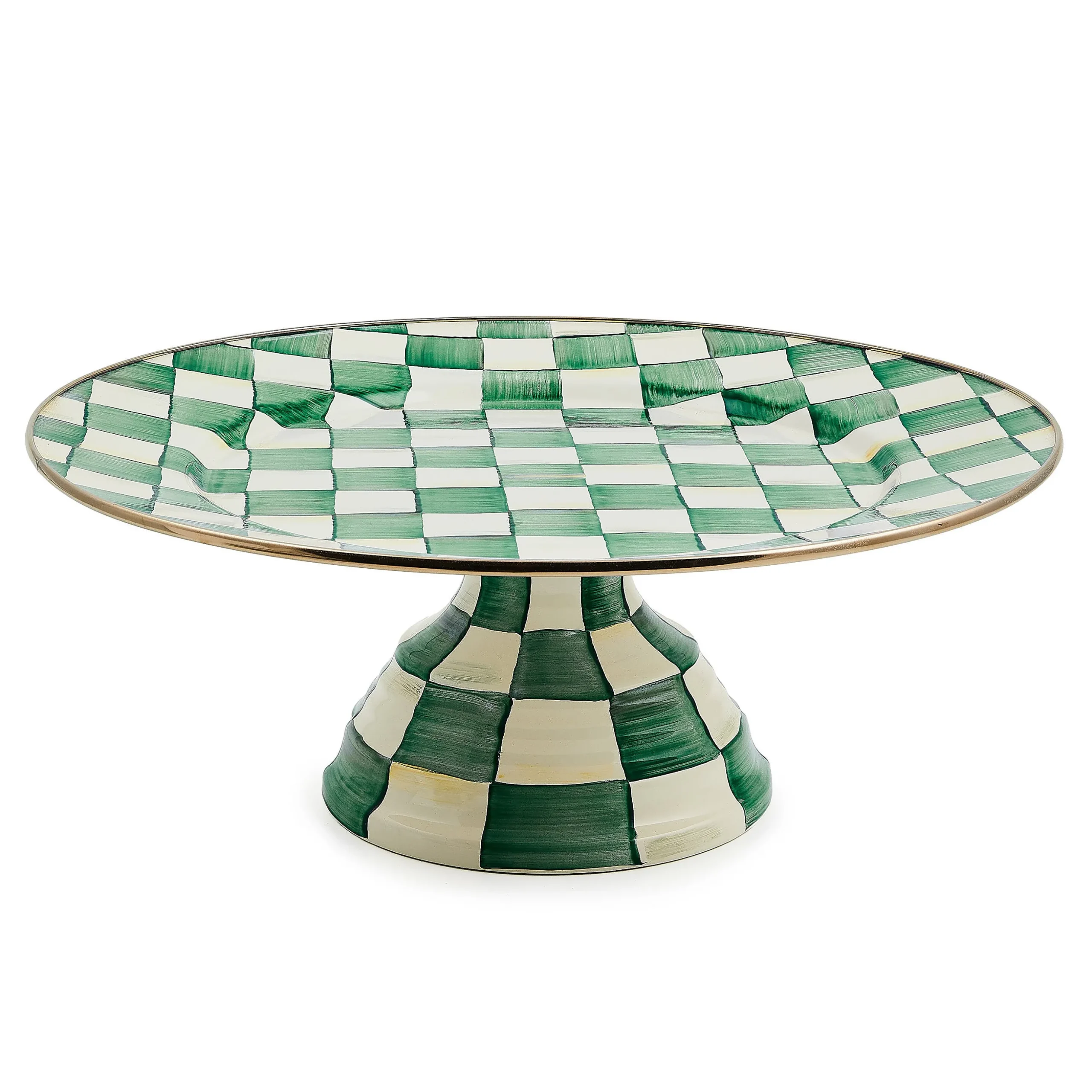 Emerald Check Large Pedestal Platter