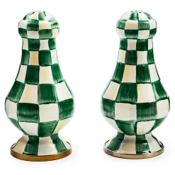 Emerald Check Large Salt & Pepper Shakers