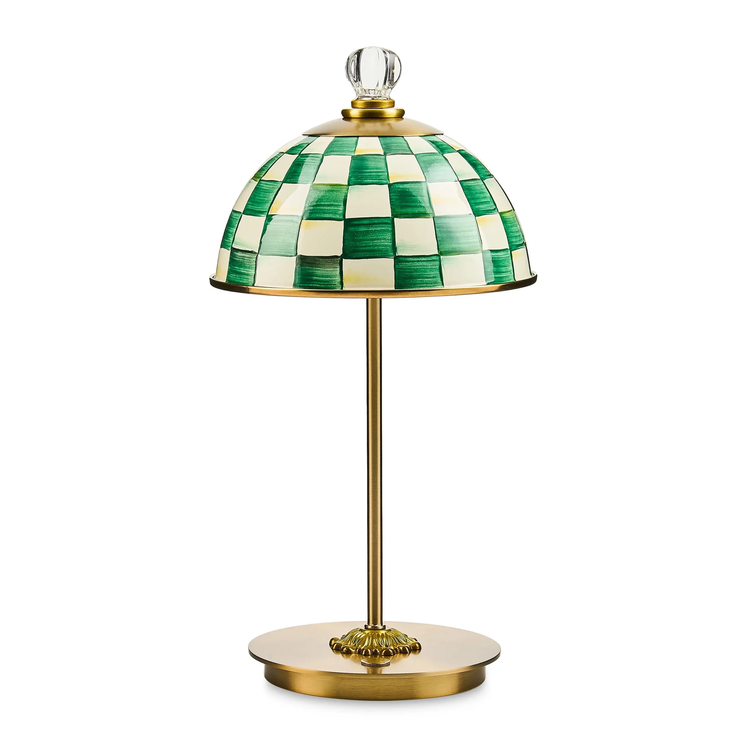 Emerald Check LED Rechargeable Dome Table Lamp