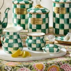 Emerald Check Lidded Sugar Bowl