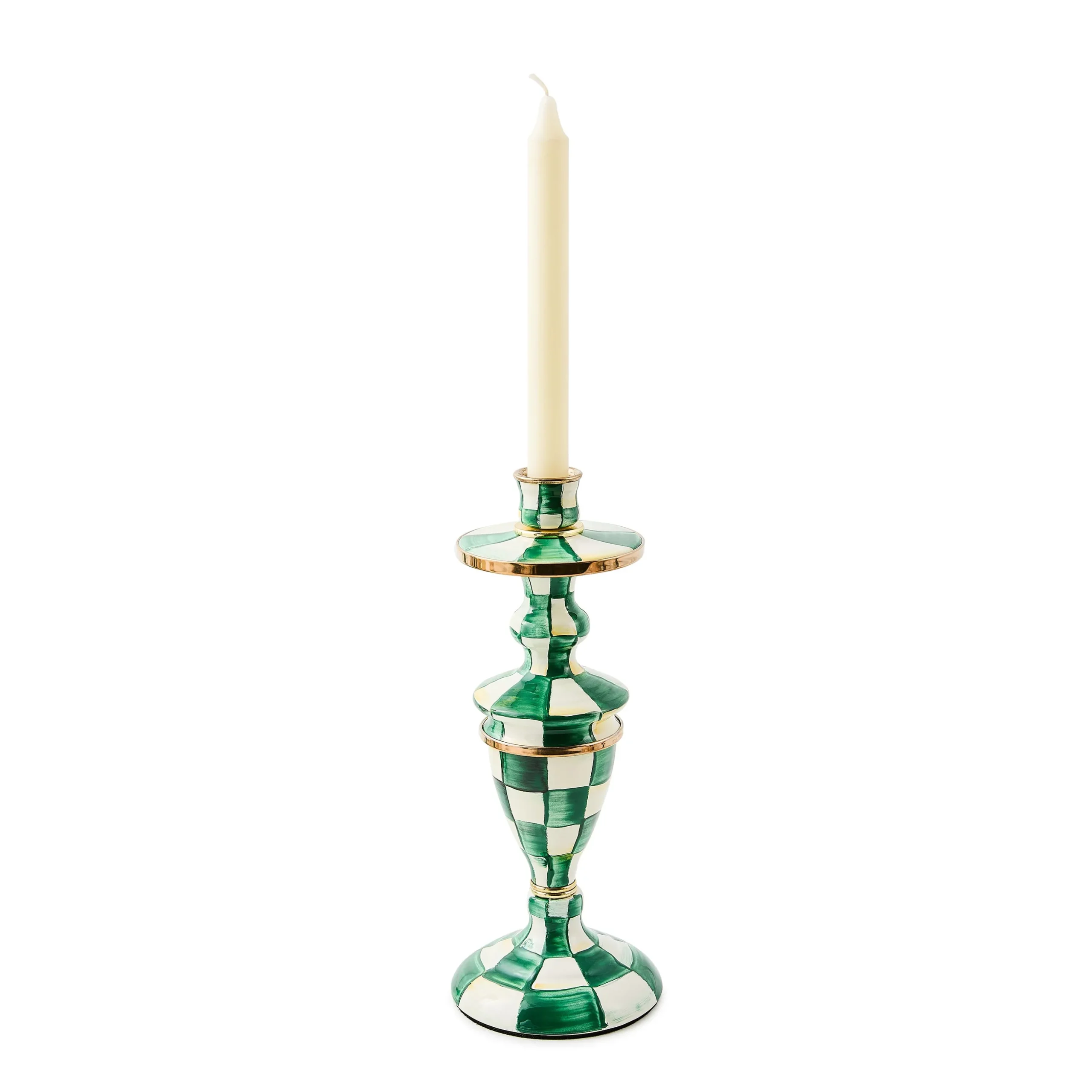 Emerald Check Medium Candlestick