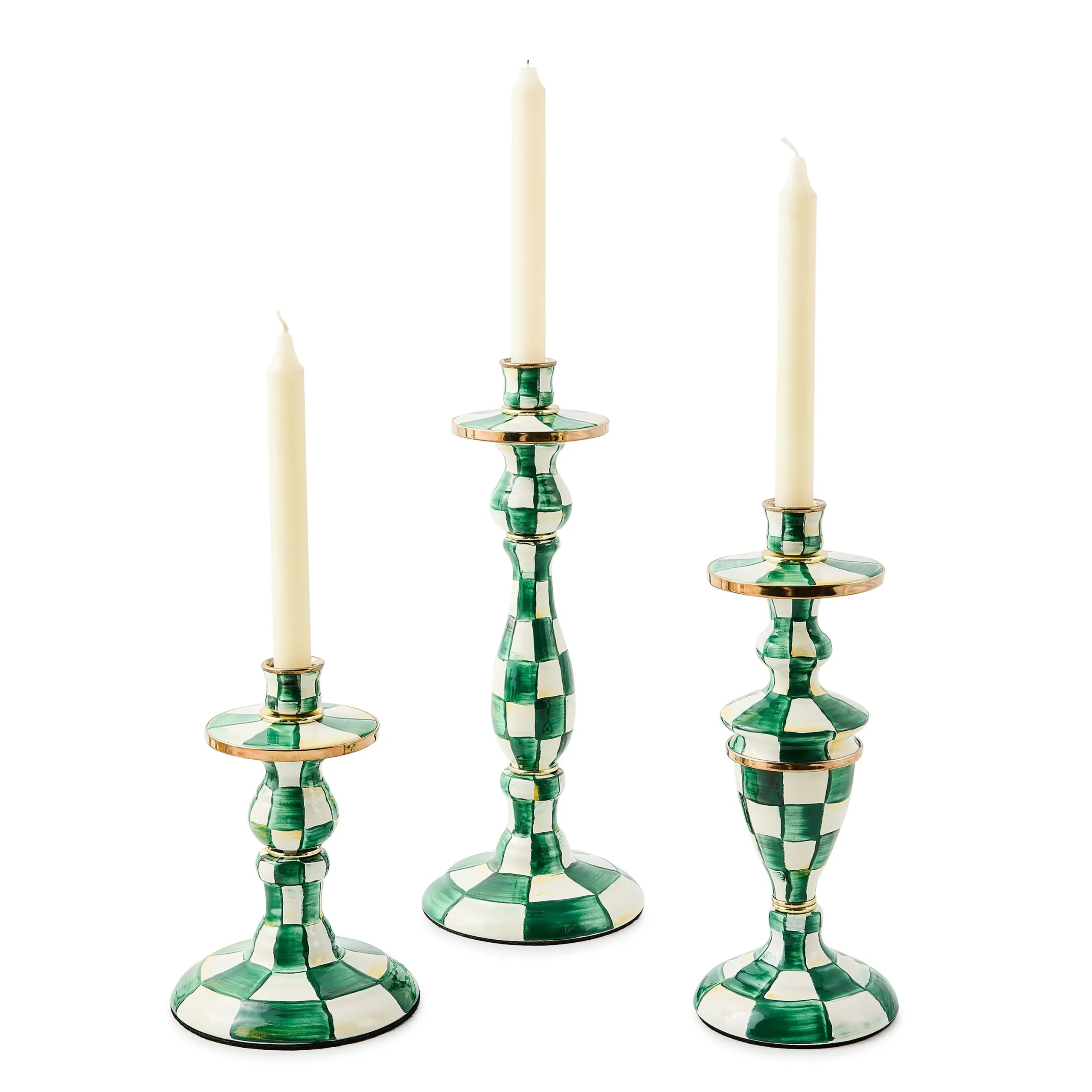Emerald Check Medium Candlestick