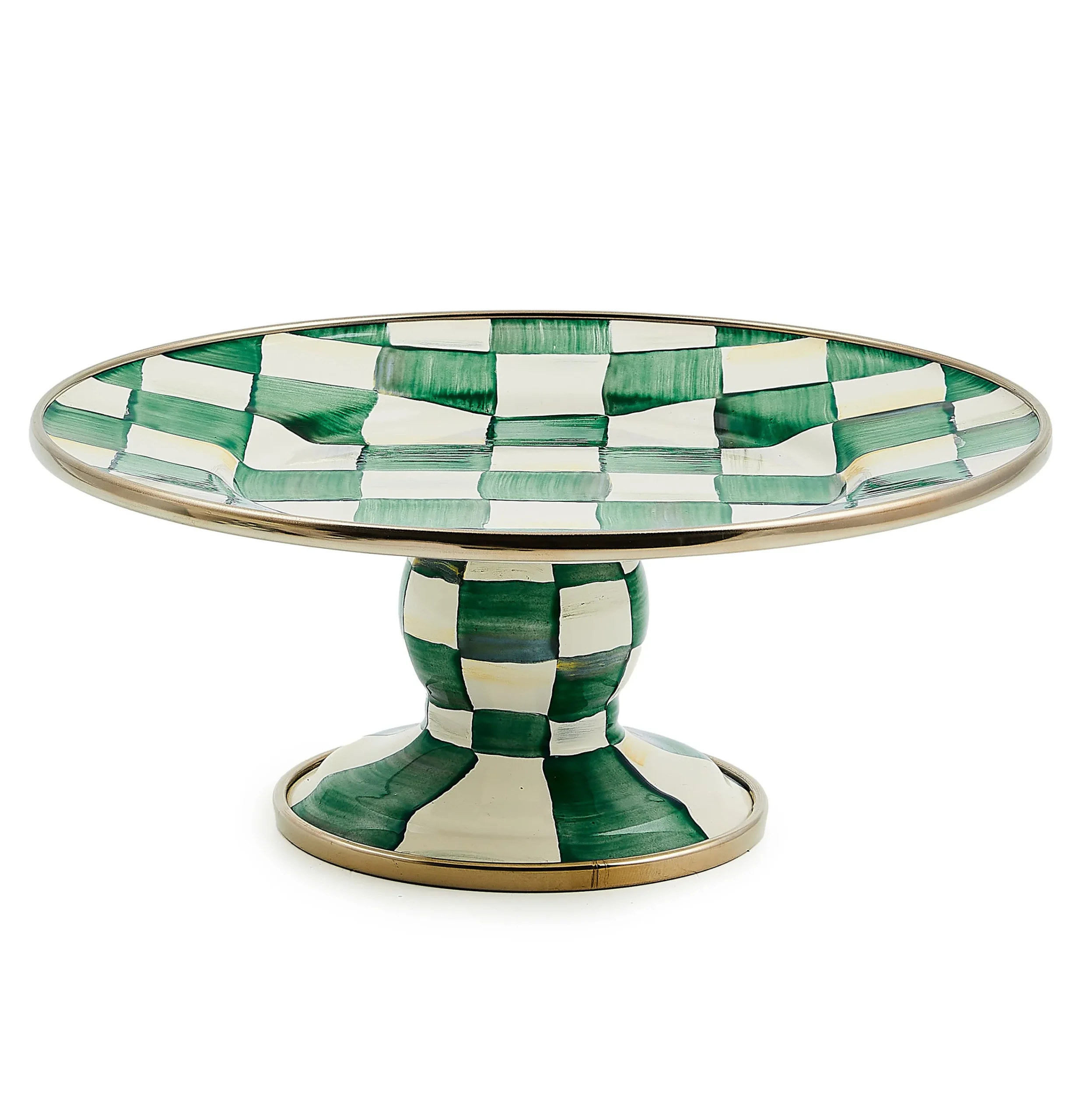 Emerald Check Mini Pedestal Platter