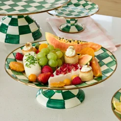 Emerald Check Mini Pedestal Platter