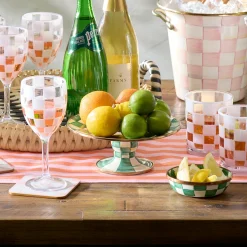 Emerald Check Mini Pedestal Platter