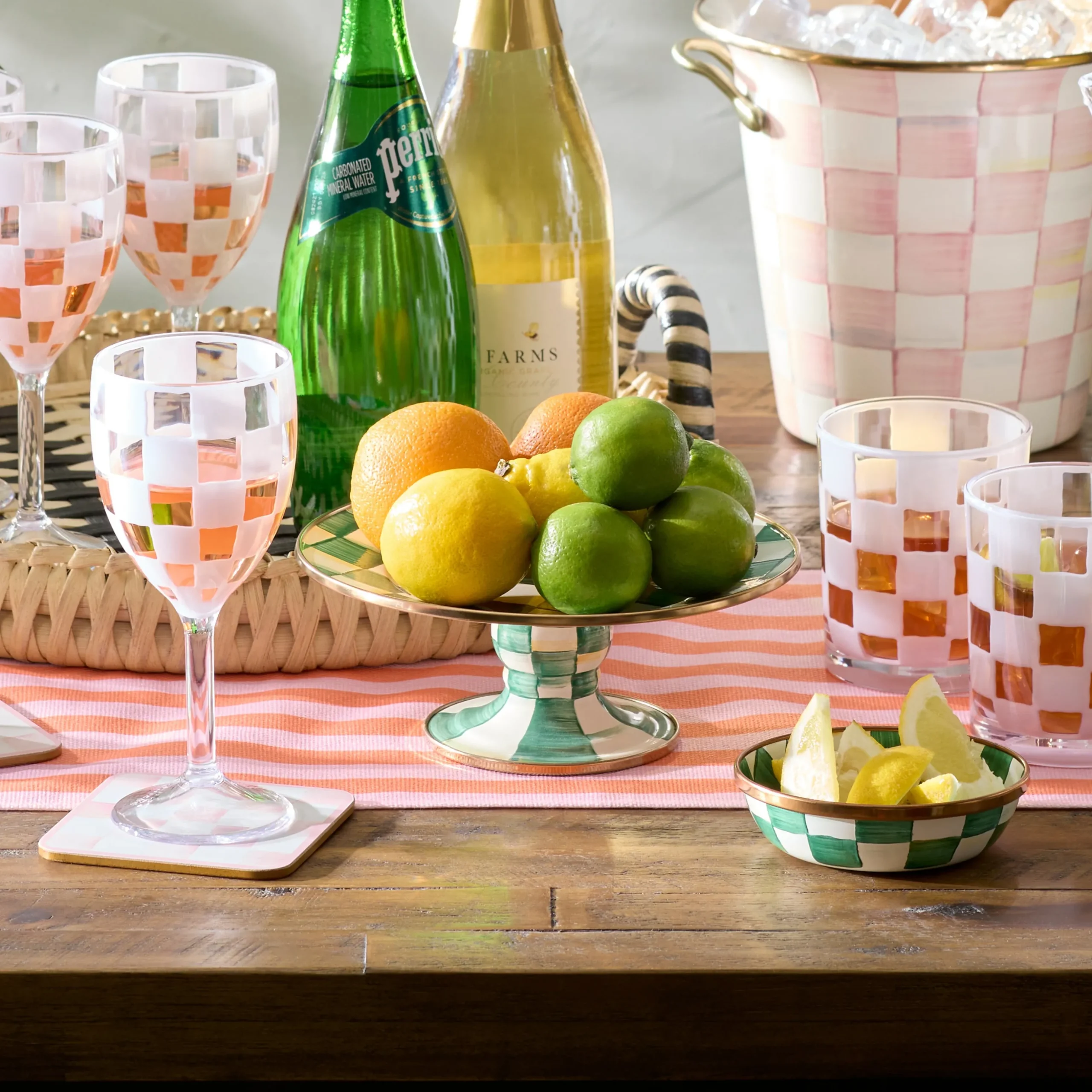 Emerald Check Mini Pedestal Platter
