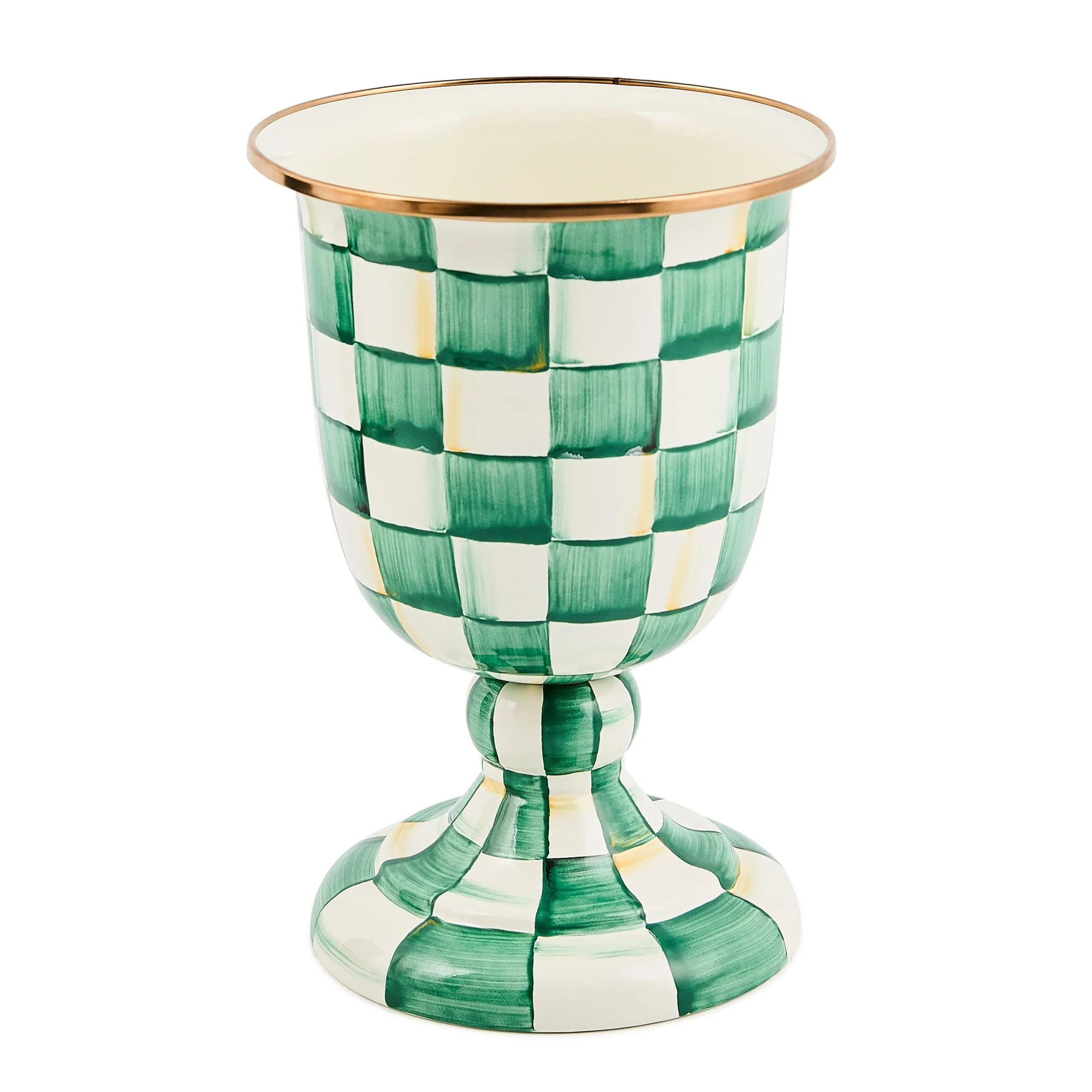Emerald Check Pedestal Vase