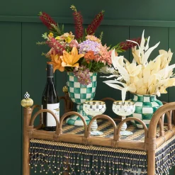 Emerald Check Pedestal Vase