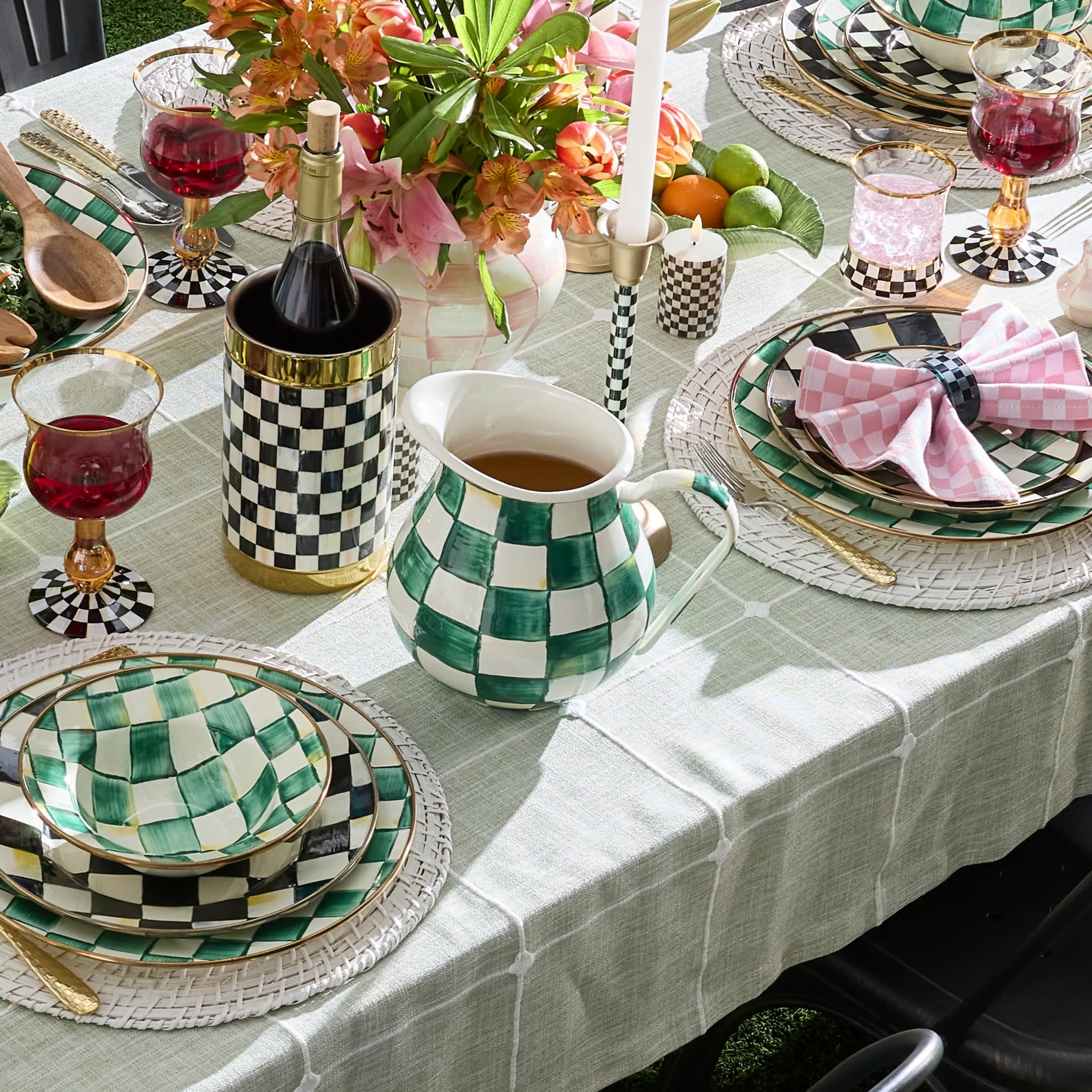 Emerald Check Pitcher