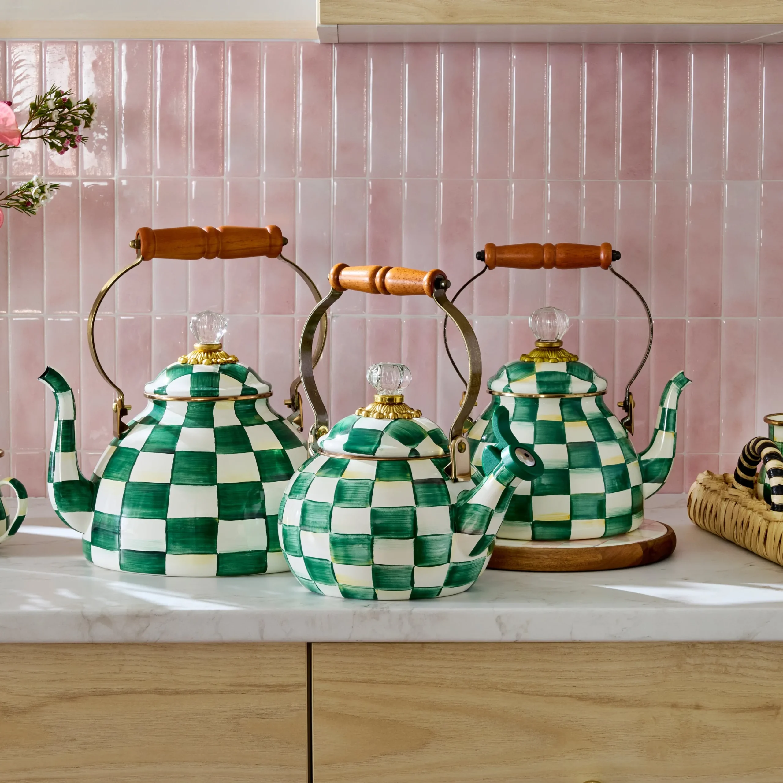 Emerald Check 3 Quart Tea Kettle