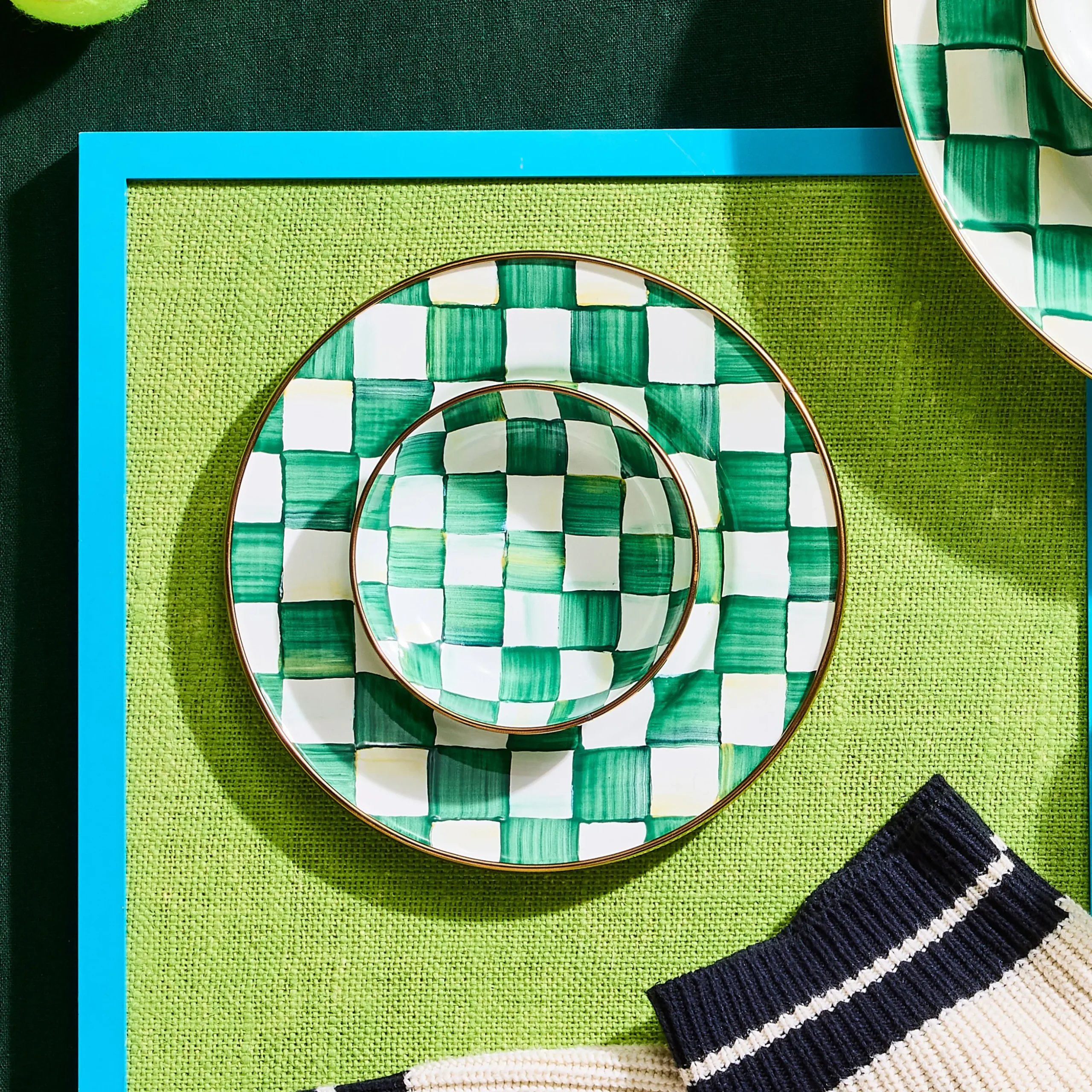 Emerald Check Relish Dish