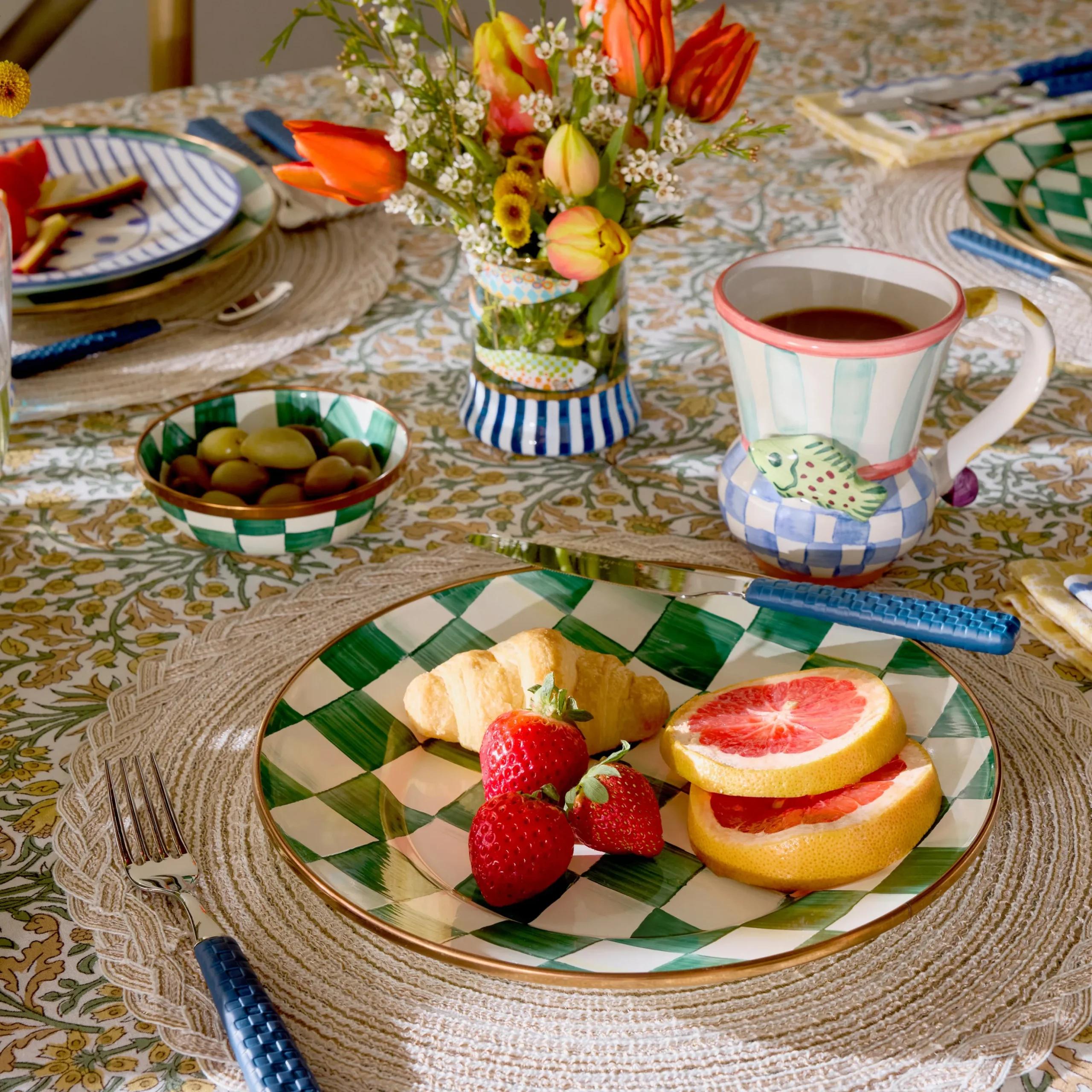 Emerald Check Relish Dish