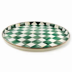 Emerald Check Round Tray