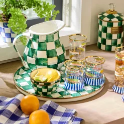 Emerald Check Round Tray