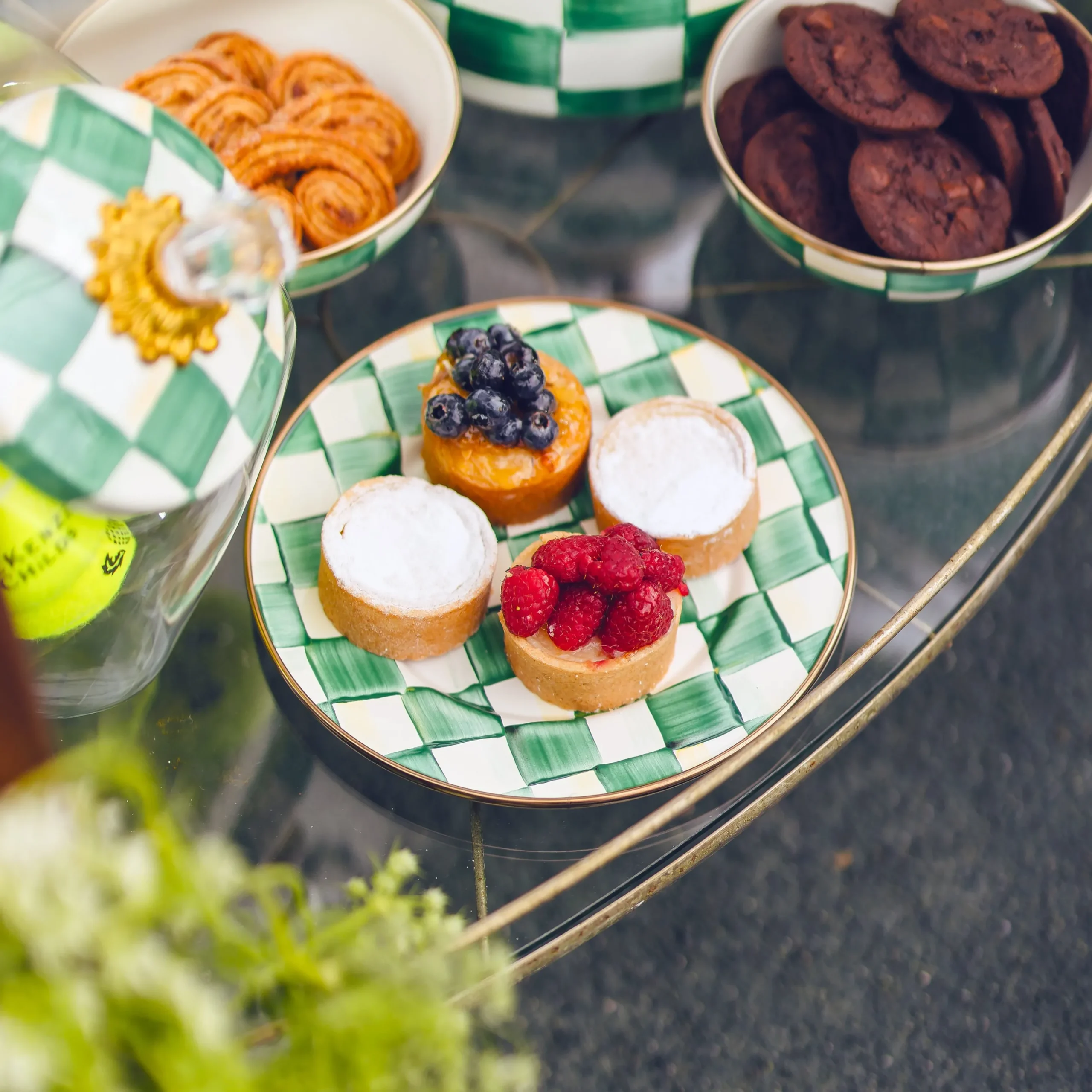 Emerald Check Salad Plate