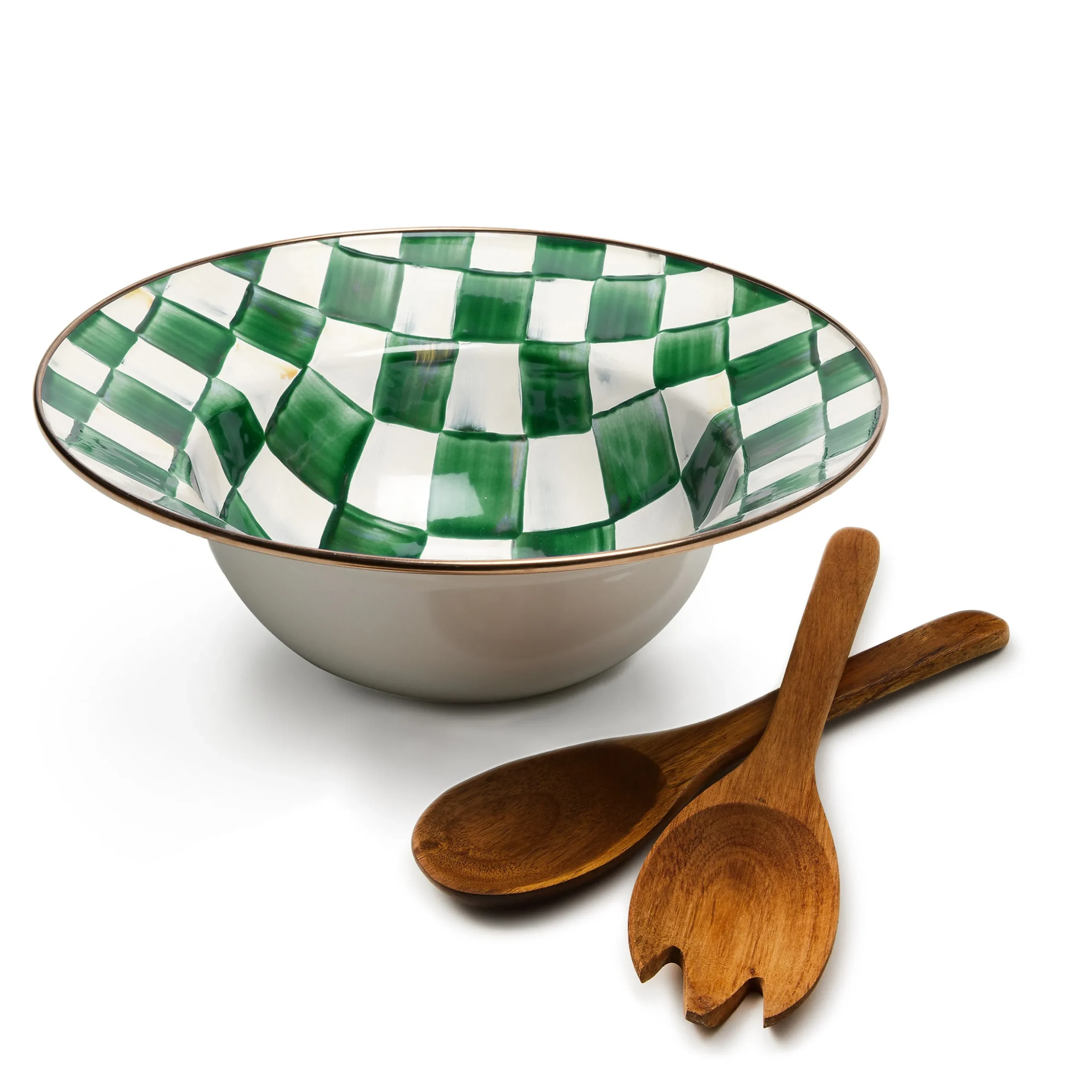 Emerald Check Salad Serving Set