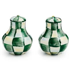 Emerald Check Salt & Pepper Shakers