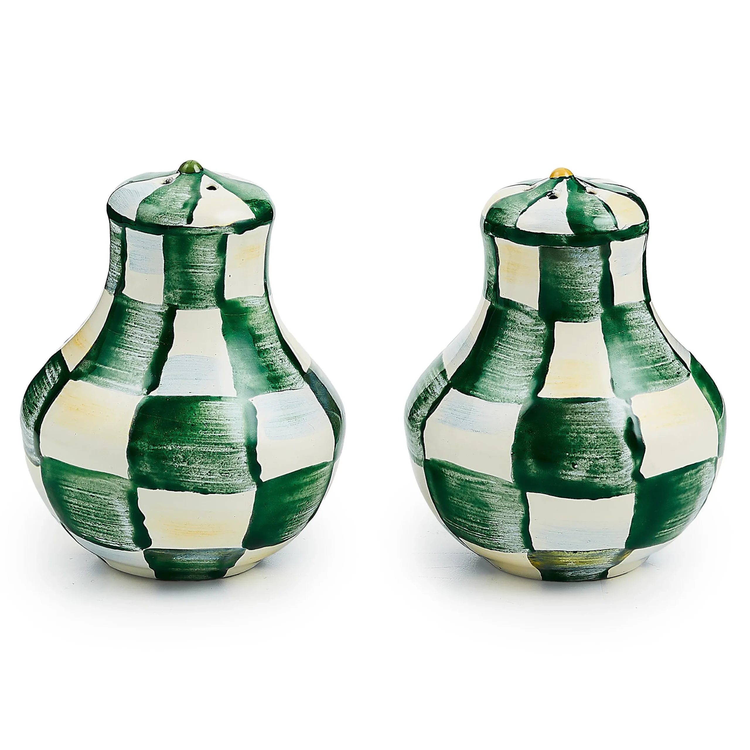 Emerald Check Salt & Pepper Shakers