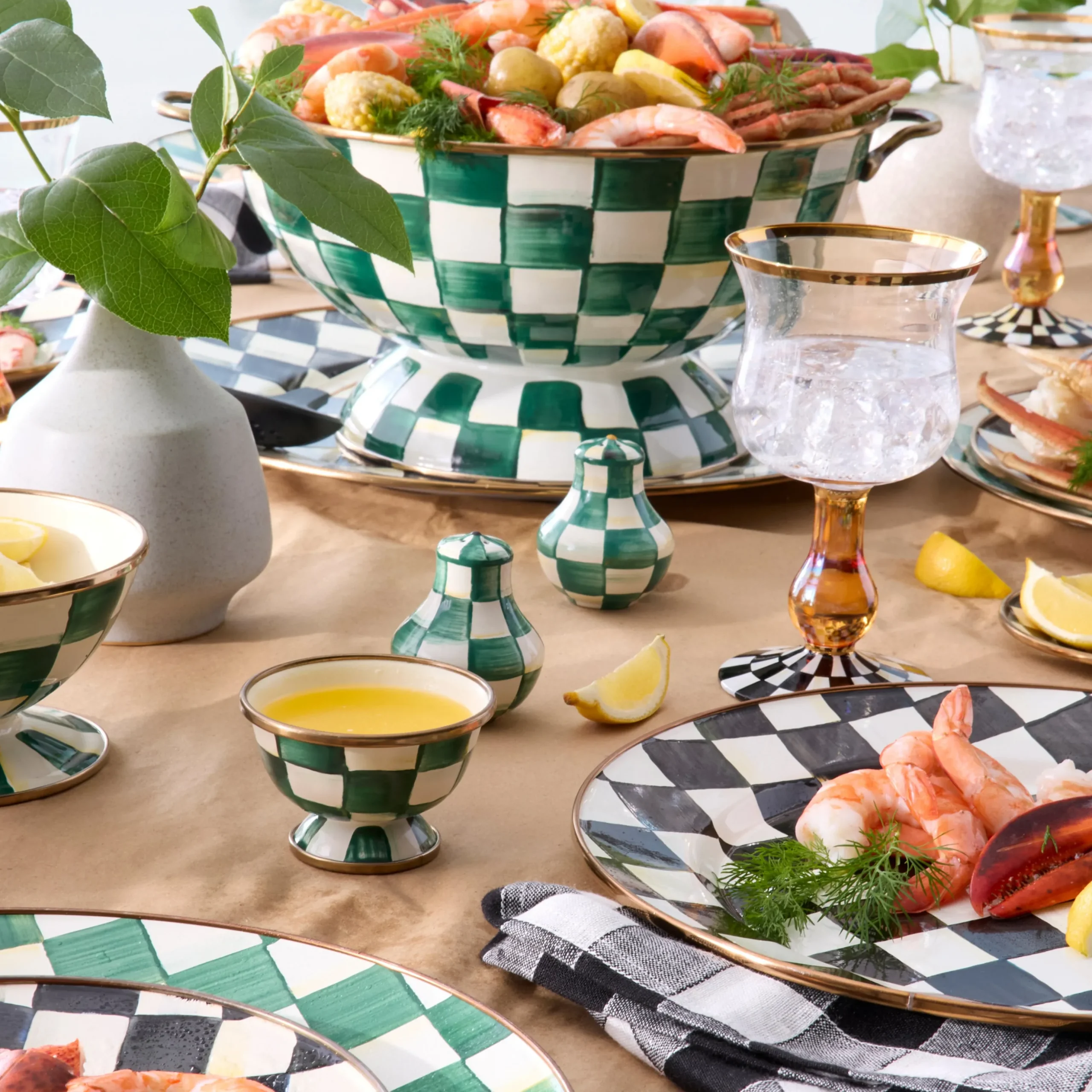 Emerald Check Salt & Pepper Shakers