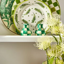 Emerald Check Salt & Pepper Shakers