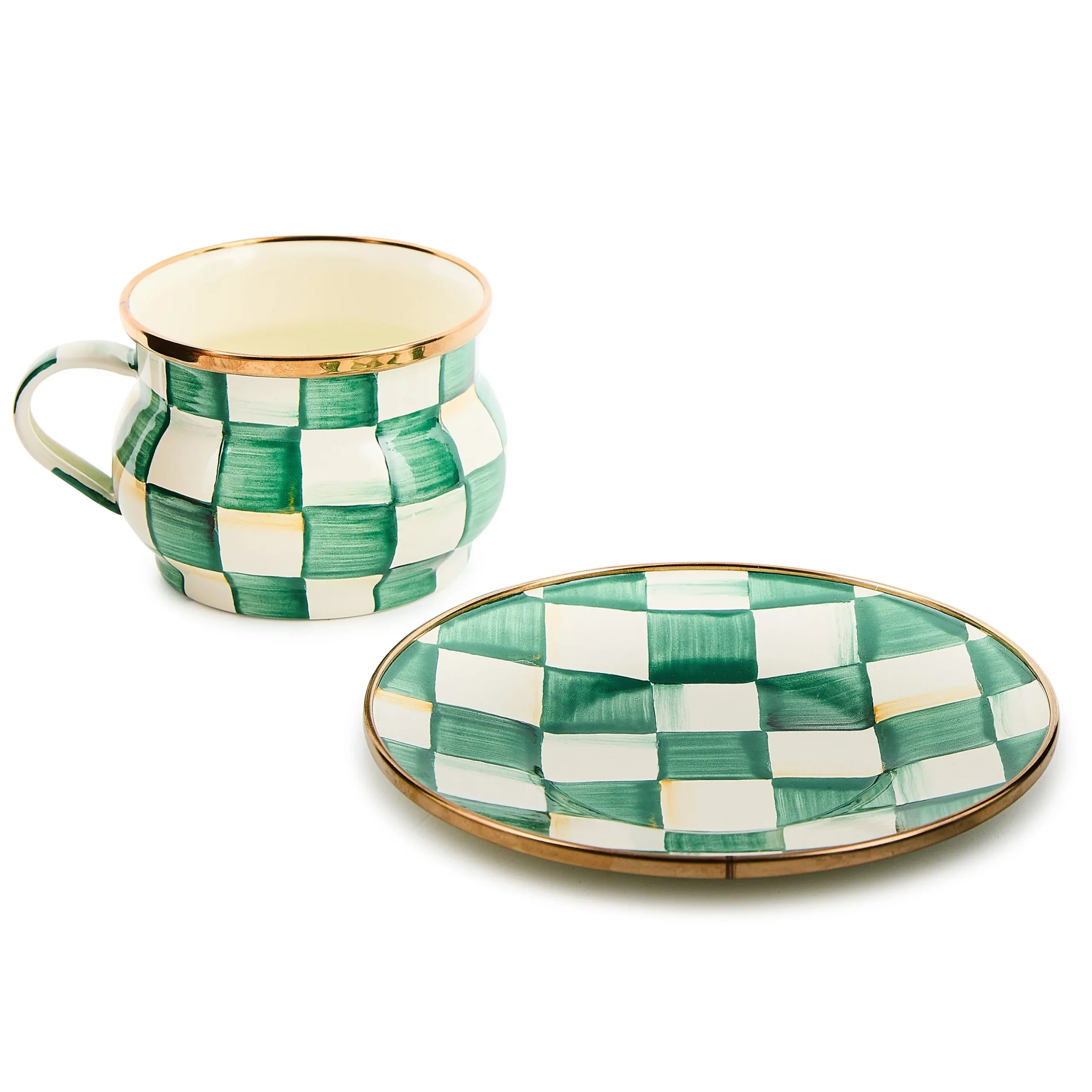 Emerald Check Saucer