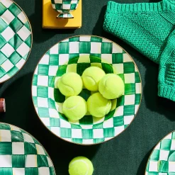 Emerald Check Serving Bowl
