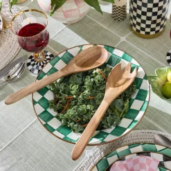 Emerald Check Serving Bowl