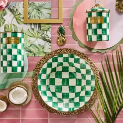 Emerald Check Serving Bowl