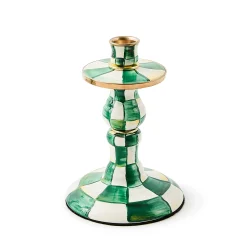 Emerald Check Small Candlestick