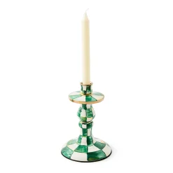 Emerald Check Small Candlestick