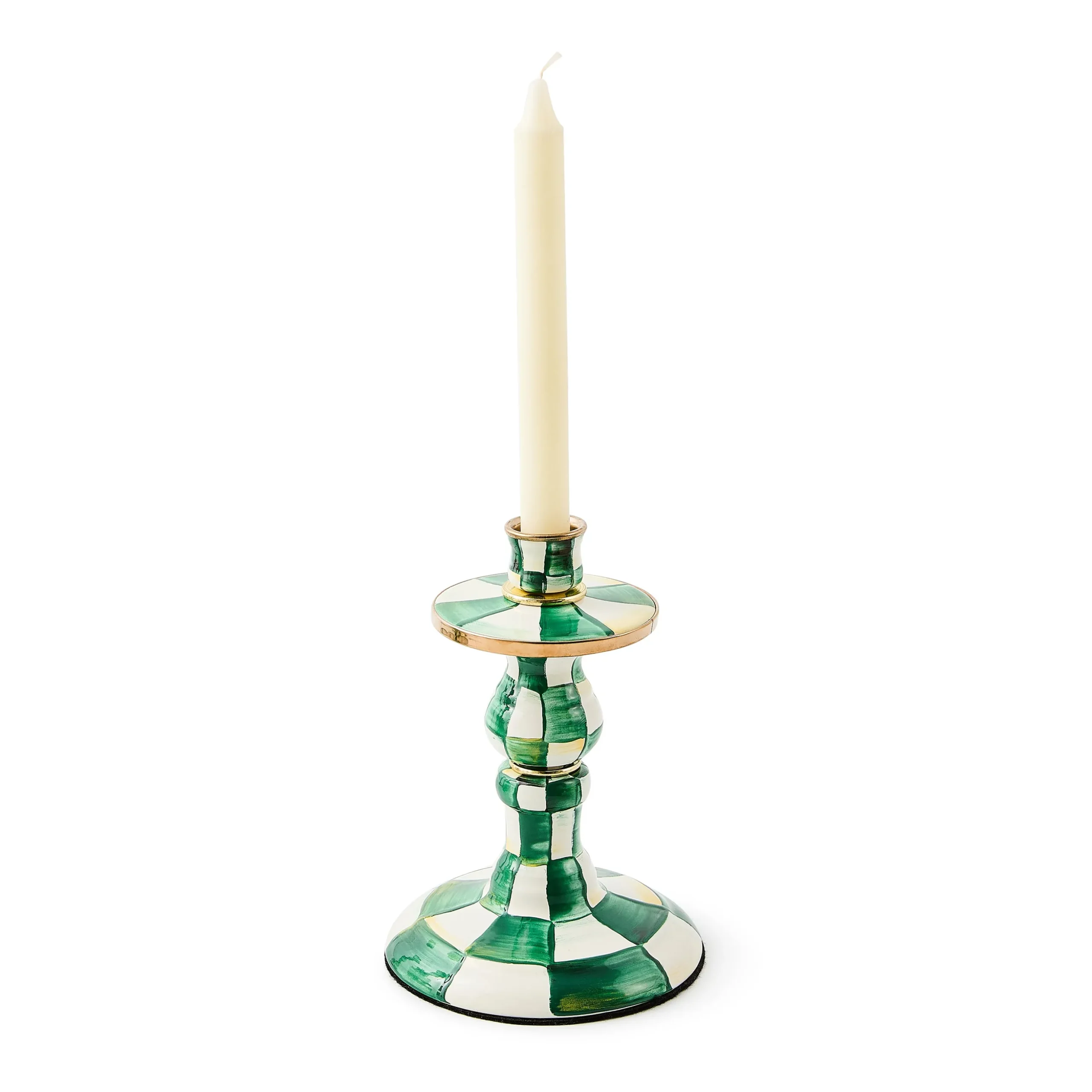 Emerald Check Small Candlestick