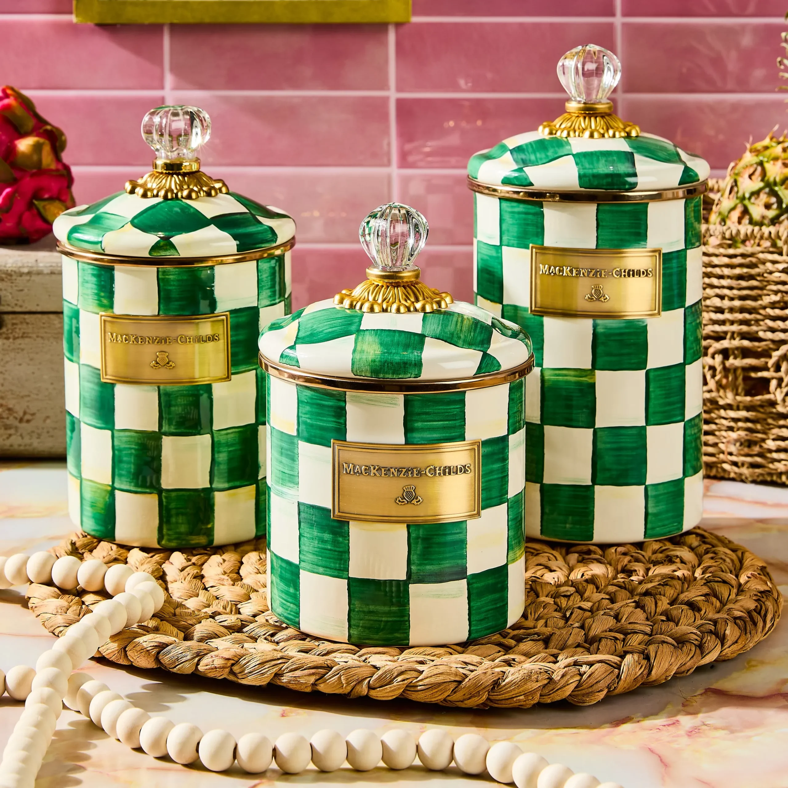 Emerald Check Small Canister