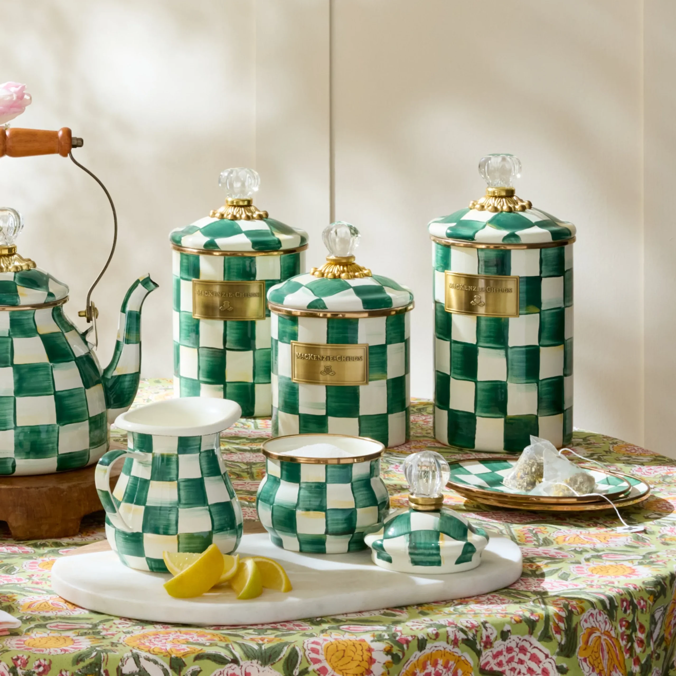 Emerald Check Small Canister