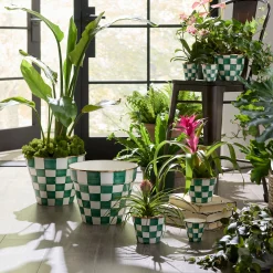 Emerald Check Small Garden Pot