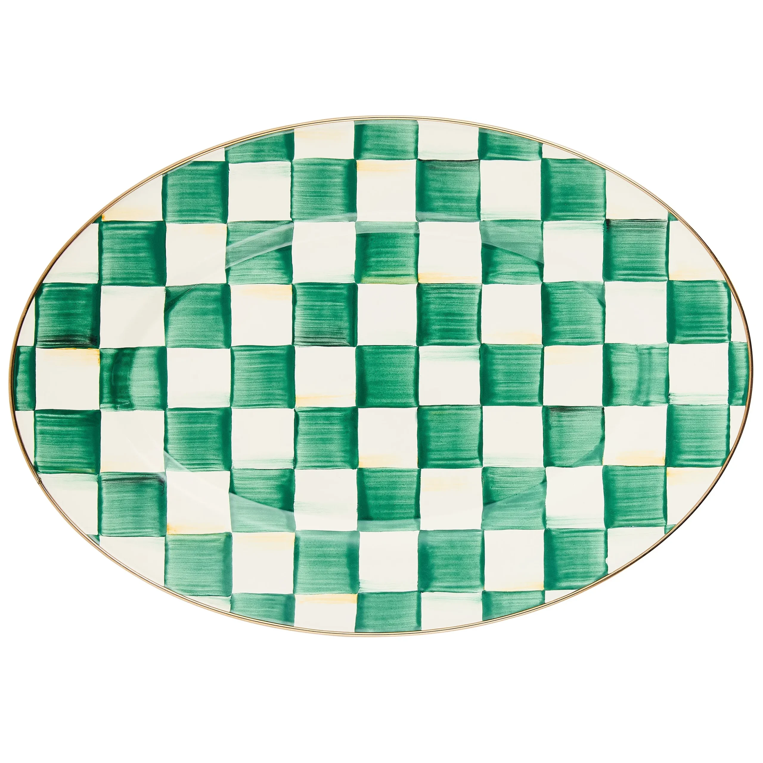 Emerald Check Small Oval Platter