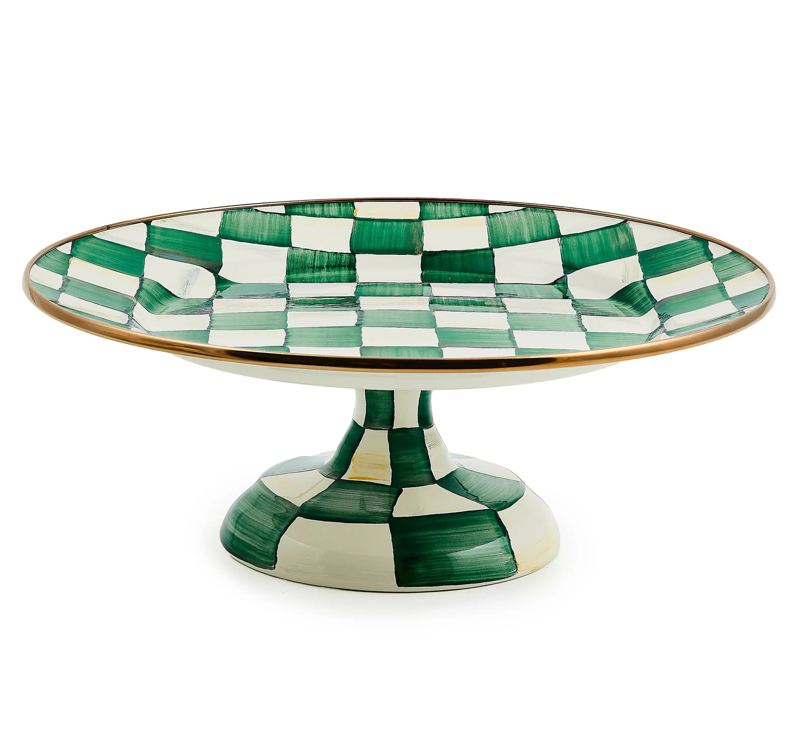 Emerald Check Small Pedestal Platter