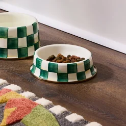 Emerald Check Small Pet Dish