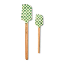 Emerald Check Spatulas, Set of 2