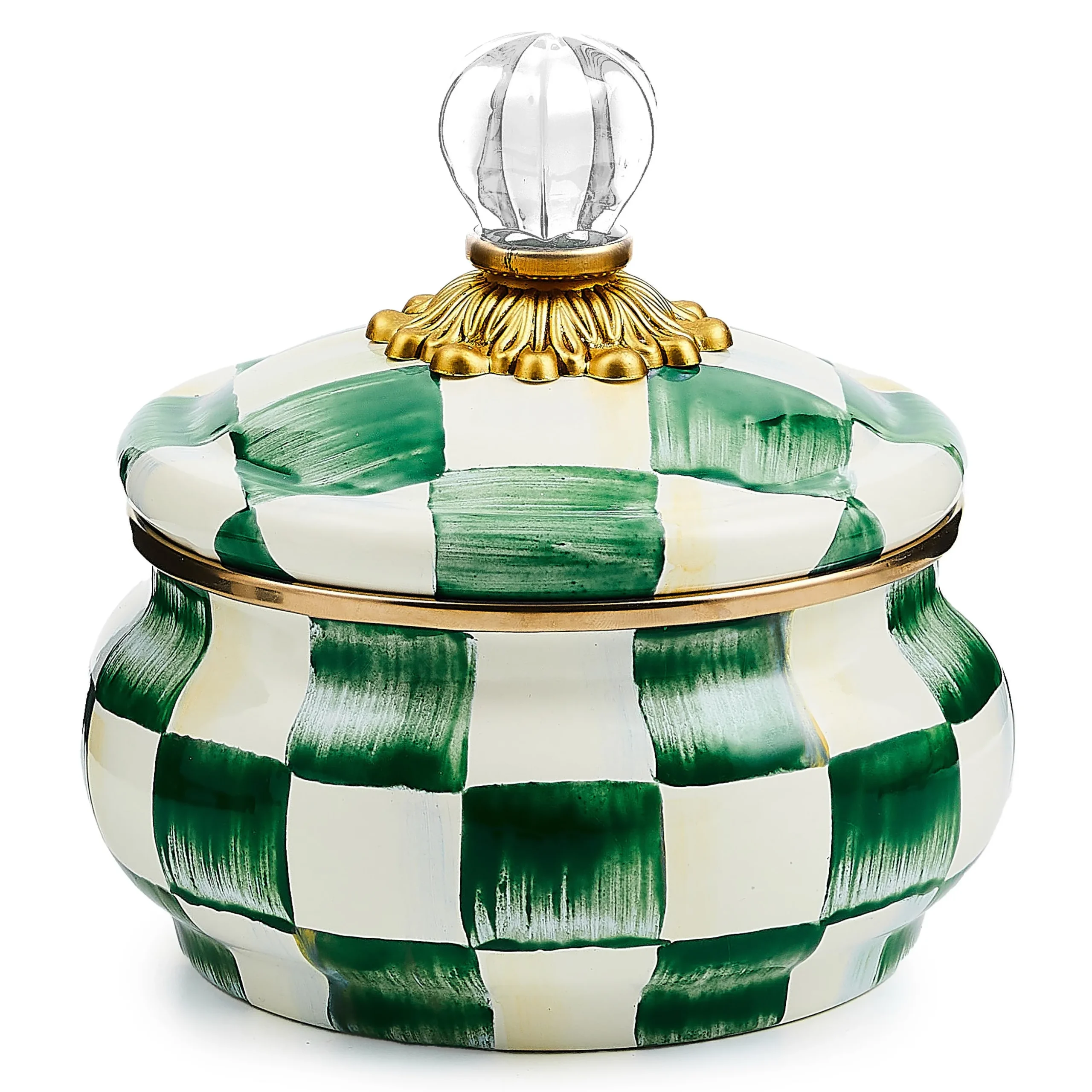 Emerald Check Squashed Pot